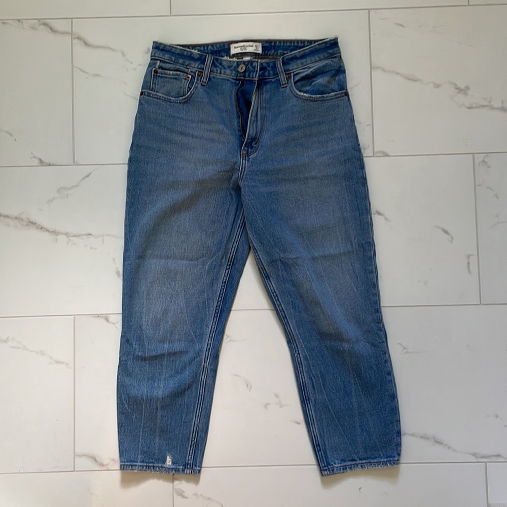 Abercrombie & Fitch Curve Love The Mom High Rise jeans.